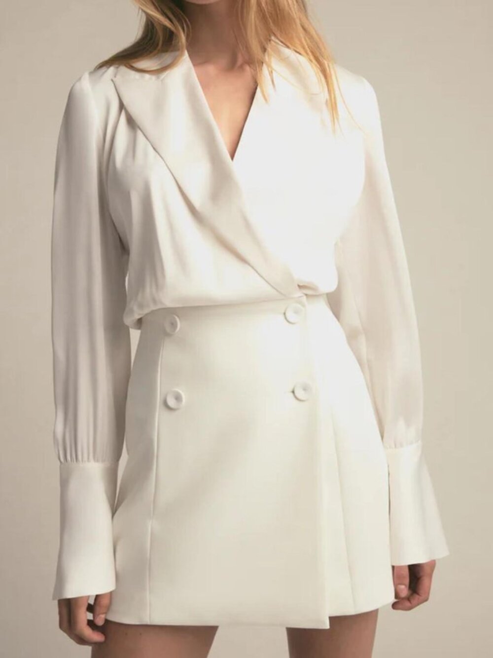 New Favorite Daughter "I Can Fix Him" Mini Blazer Dress Ivory 2 $298